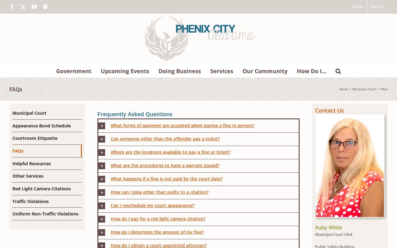 Phenix City docket access and Municipal Court case instructions