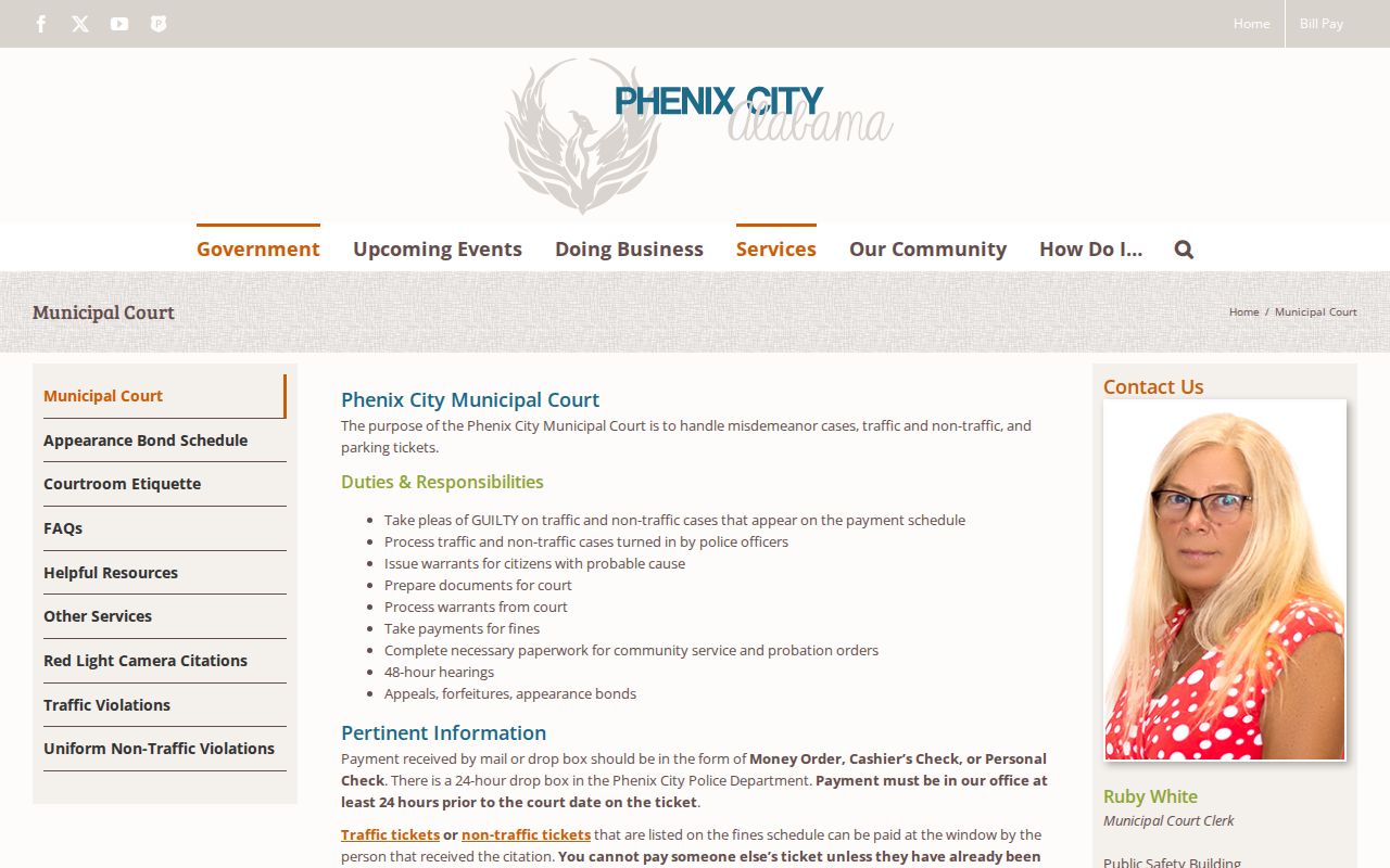 Phenix City court docket and Municipal Court information