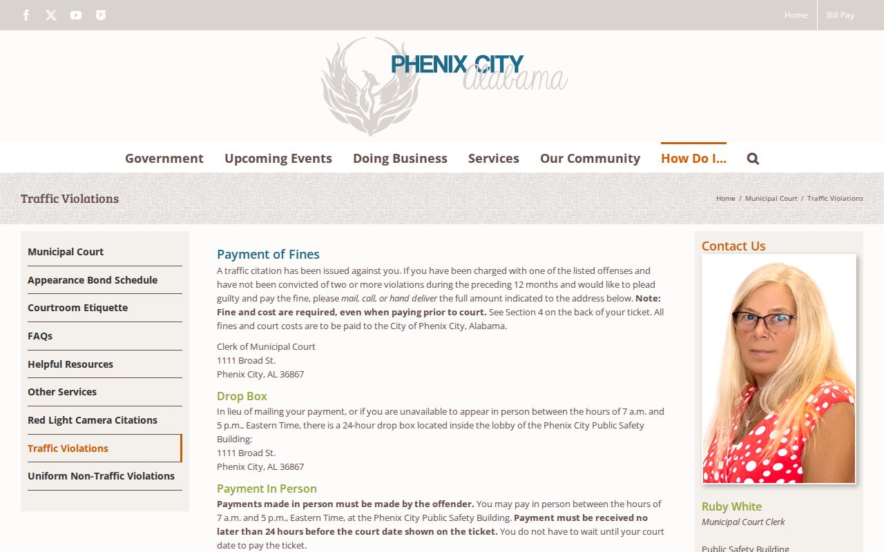 Phenix City traffic docket payment and trial instructions