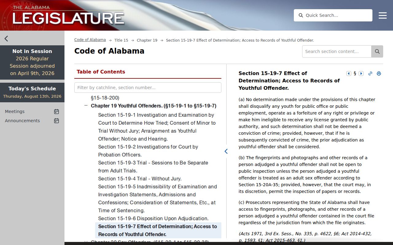 Alabama youthful-offender record restriction statute